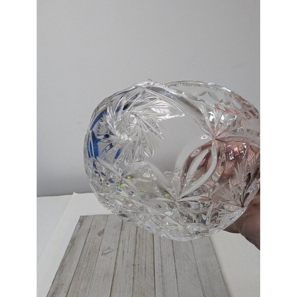 Vintage Crystal Cut Glass Centerpiece Basket 4 3/4" - Picture 4 of 8